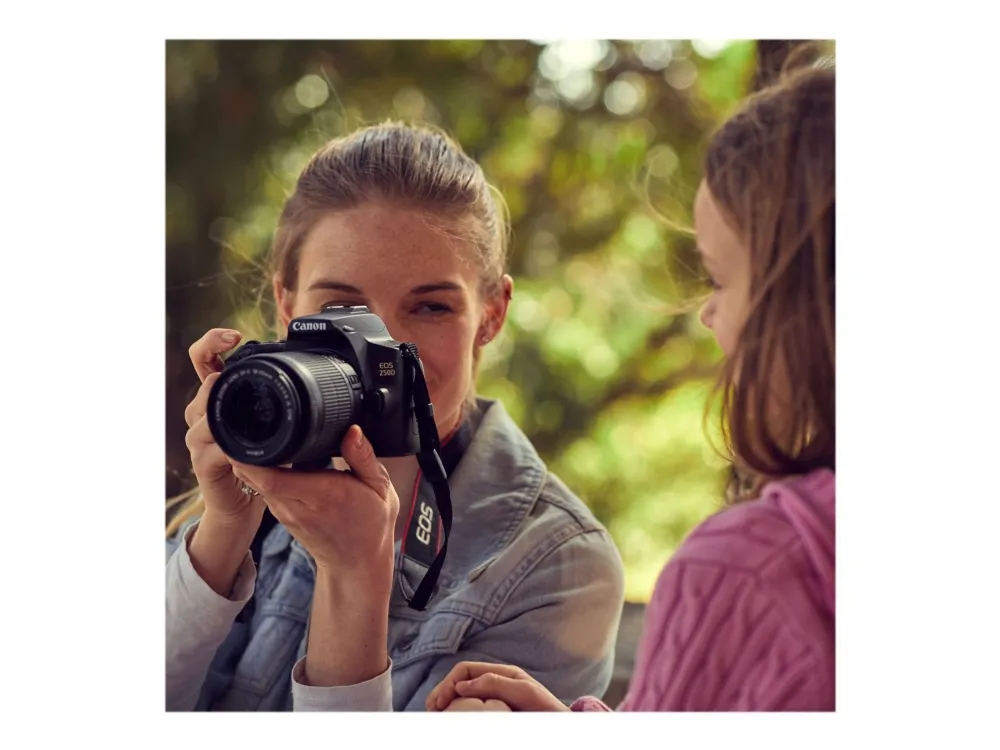 Canon EOS 250D - Digitalkamera - SLR - 24.1 MP - APS-C - 4K / 25 fps - 3x optisk zoom EF-S 18-55 mm IS STM objektiv - Wi-Fi, Bluetooth - sort