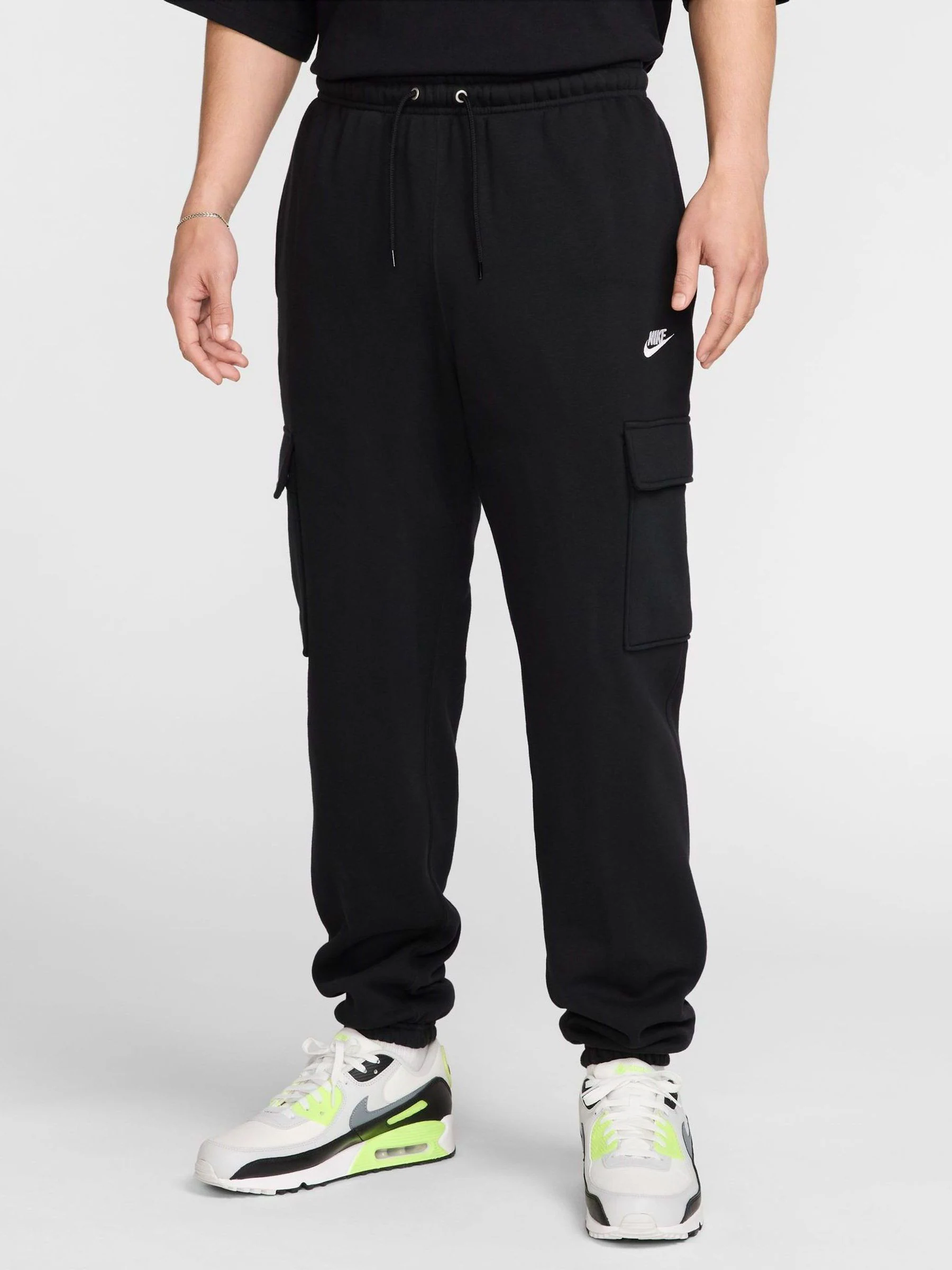 Zwart - Nike Club cargojoggingbroek van fleece
