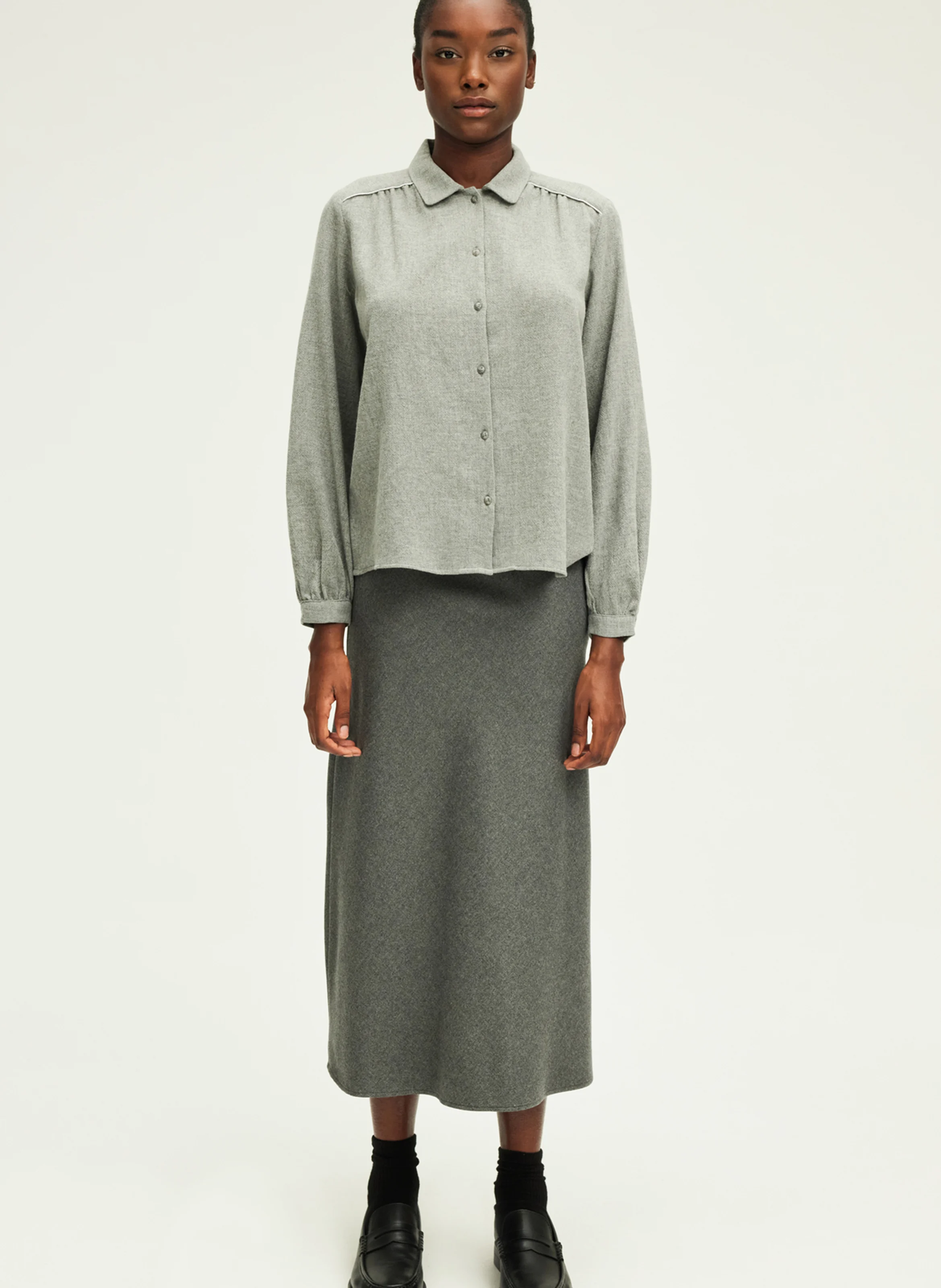 BERMA - Chemise col classique en laine mélangée | Gris
