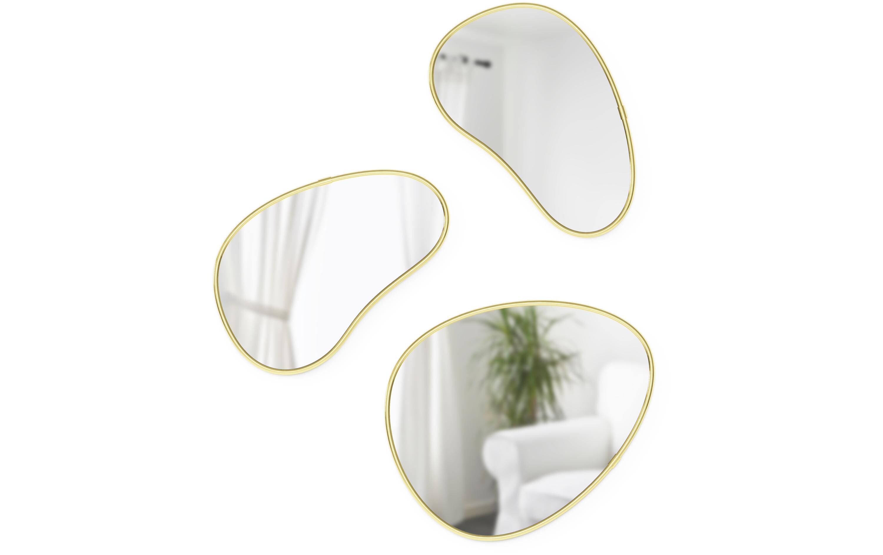 Spiegel Hubba Pebble 3er Set, GoldModernes Wandspiegel-Set