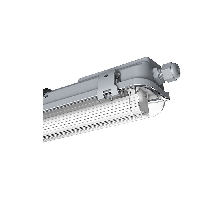 Réglette lumineuse Pagon T8 blanc neutre 1x1800lm 18W IP65 L.129,3xl.7,3xH.6,4cm gris GoodHome