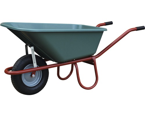 CAPITO Standaard kruiwagen ALLCAR 100 liter PP diepe bak, rubberen wielen met blokprofiel en stalen velg inclusief kunststof handgrepen