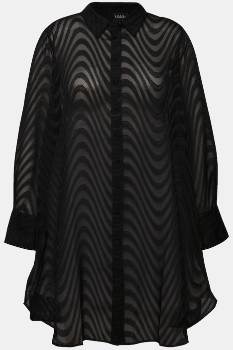 Longbluse, Wellenmuster, Hemdkragen, Langarm
