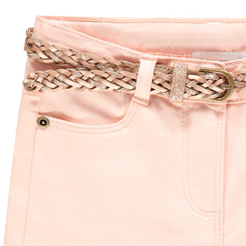 Pantacourt à poches avec ceinture à paillettes - Rose