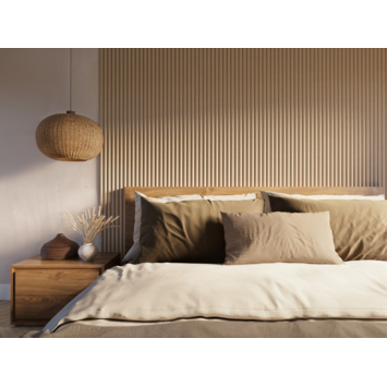 Kleurstaal lattenwand Decowall Acoustic Curve zand 30x25cm