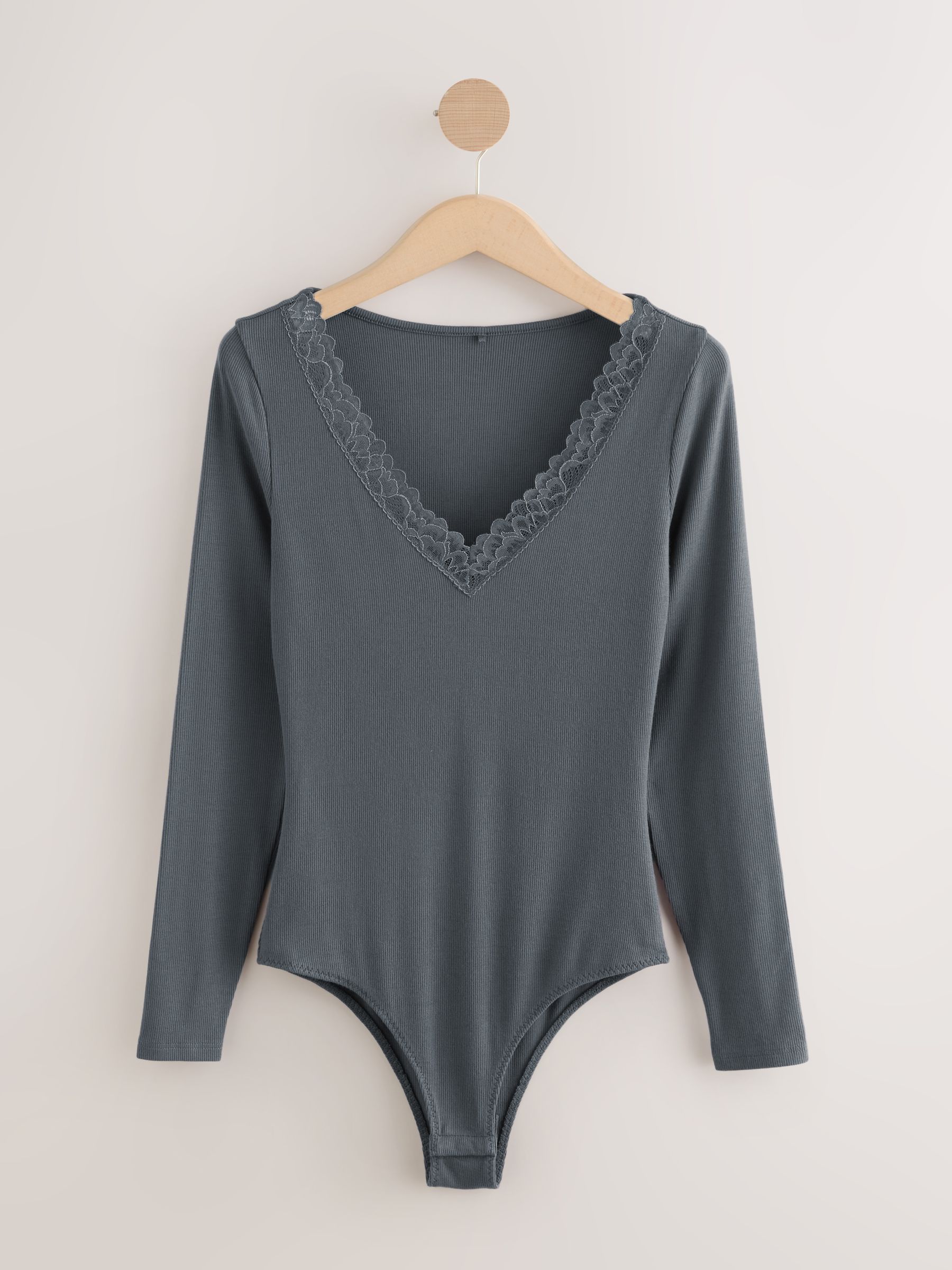 Antraciet - Thermische Base Layer Bodysuit met kanten afwerking