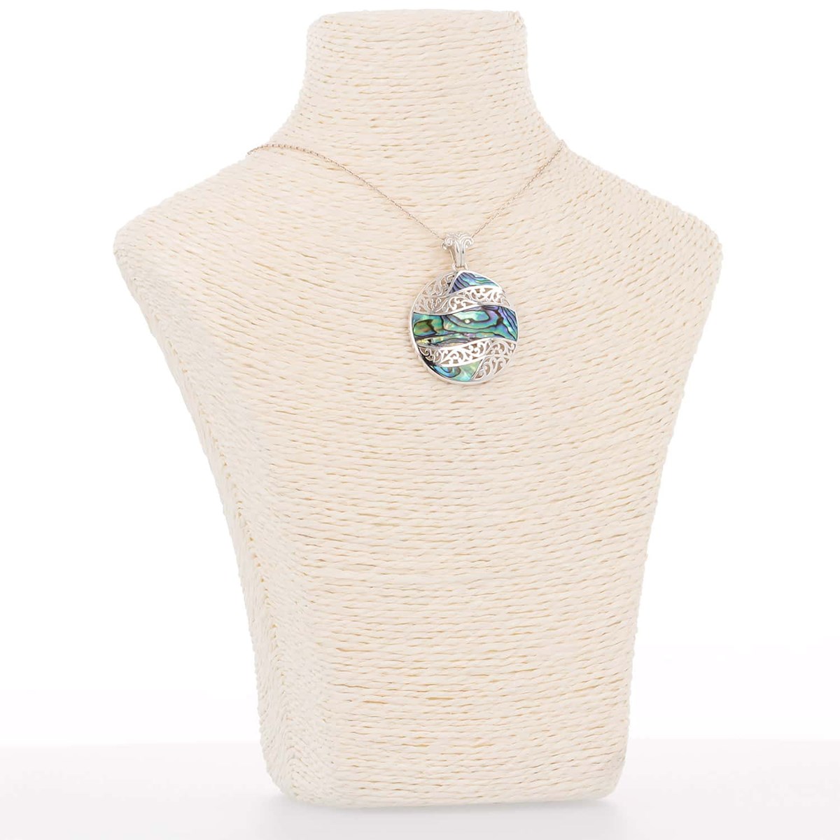 Pendentif ADEN Nacre abalone Argent 925-millième rhodié forme ronde