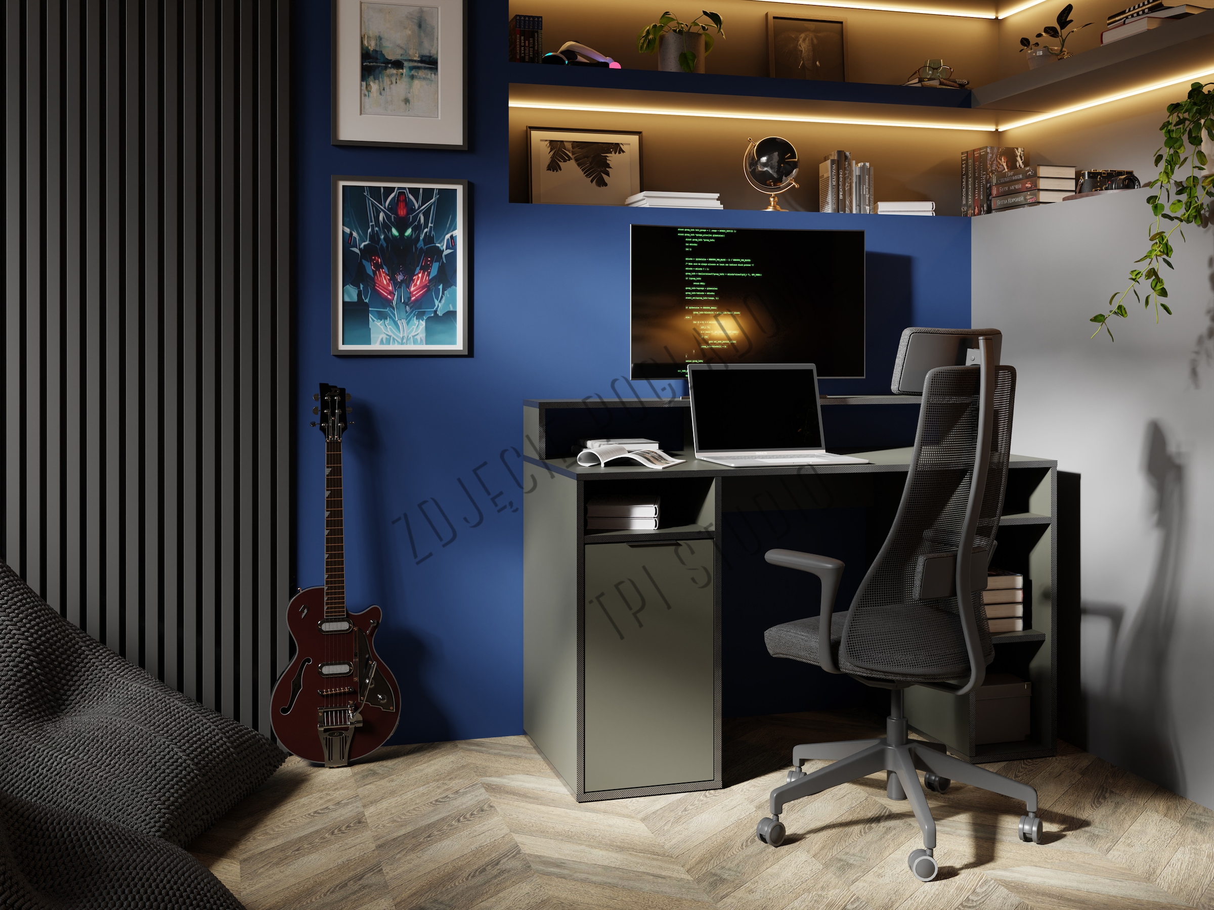 Home affaire Schreibtisch »Orem« Gamingtisch mit Tür und Monitoraufsatz, Breite 125 x 55 cm