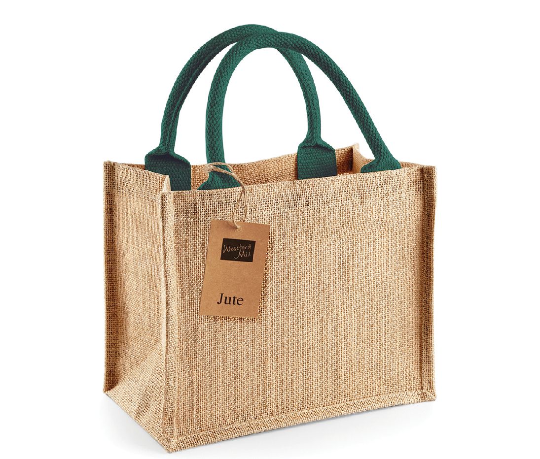 Westford mill WM412 - Petit Sac en Toile de Jute - poignées en coton - dimensions 26x22x14cm