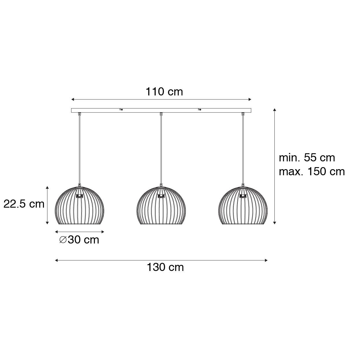 Moderne hanglamp zwart 3-lichts - Koopa