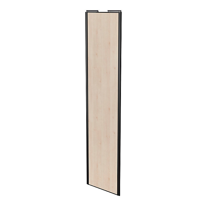 Porte de placard coulissante effet chêne clair profil noir GoodHome Arius H. 248,5 x L. 62.2 cm + amortisseurs