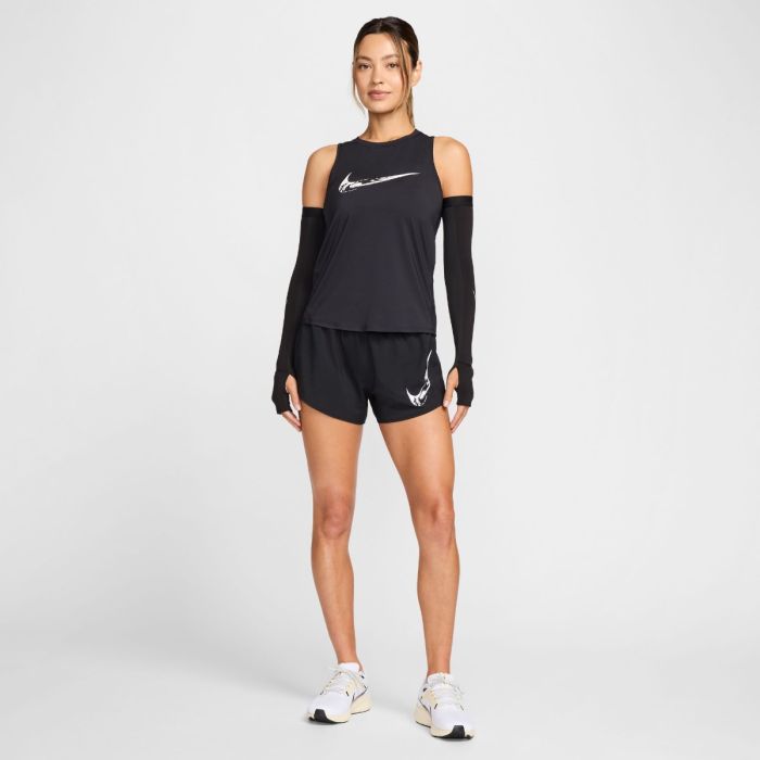 Nike Dame Shorts Dri-FIT One Swoosh HyperBright Mid-Rase Brief-Lined Shorts Sort