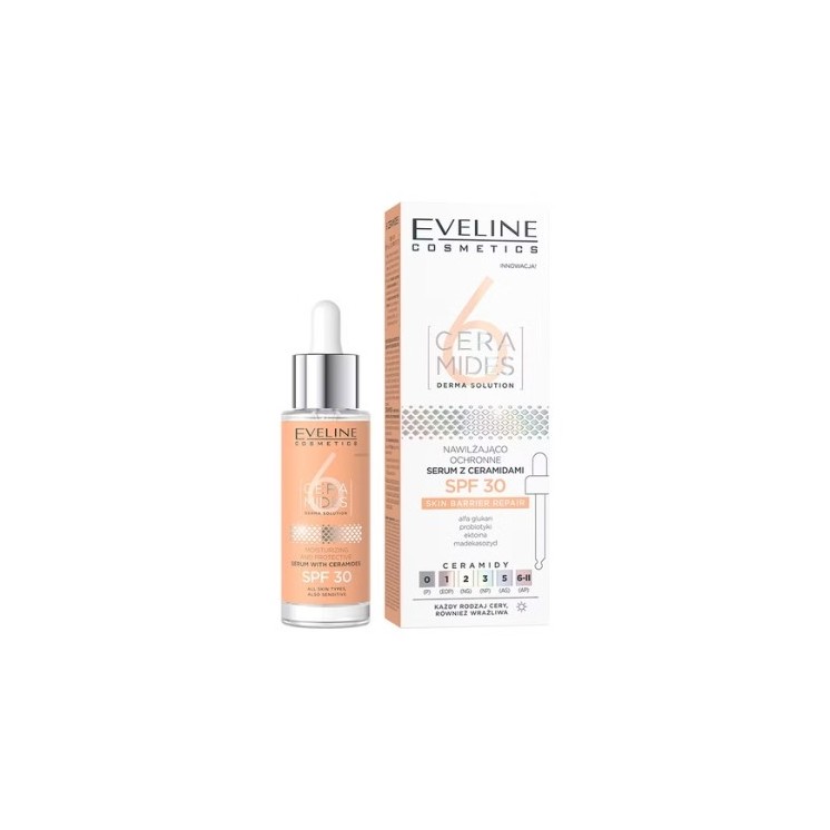 Eveline 6 CERAMIDES feuchtigkeitsspendendes und schützendes Gesichtsserum mit Ceramiden und SPF30 30 ml