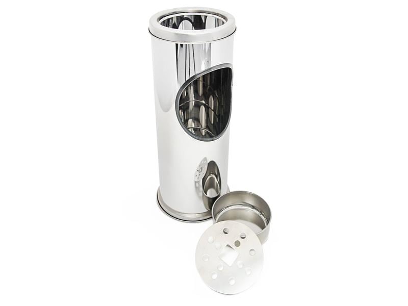 relaxdays Standascher aus Edelstahl Silber Aschenbecher mit Abfalleimer