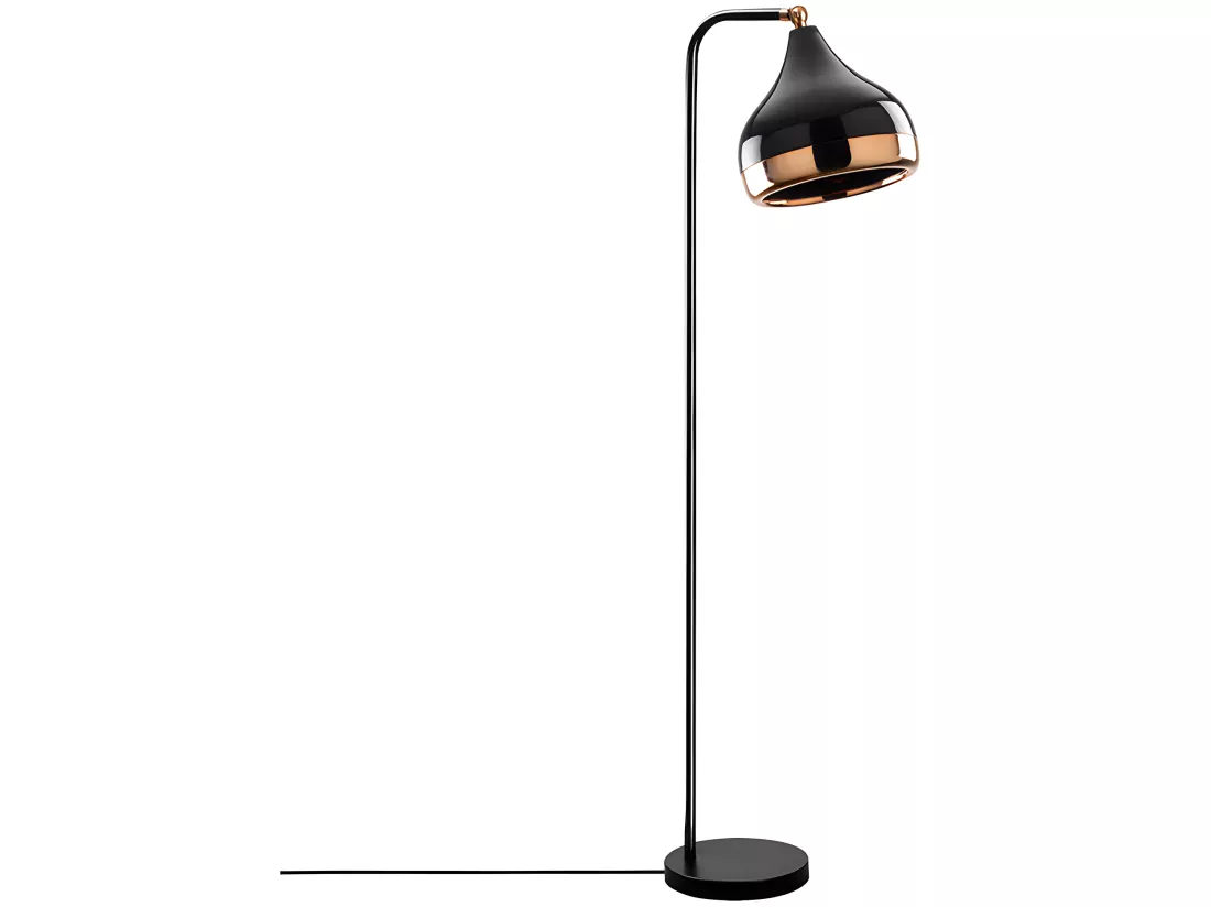Lampadaire en métal à abat-jour orientable - H. 120 cm - Noir et cuivré - YILDO