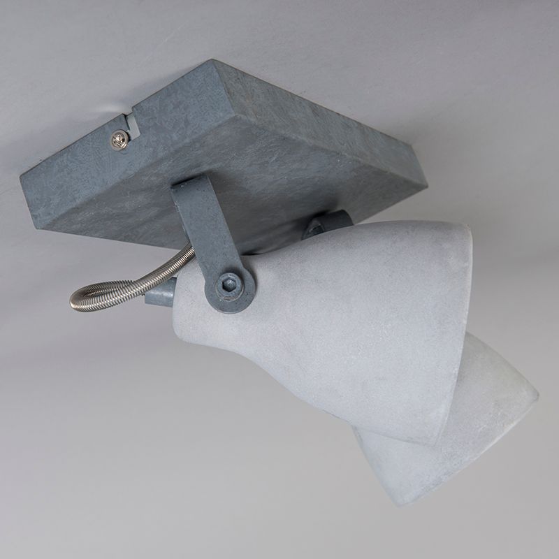 Industriële spot grijs beton 2-lichts - Creto