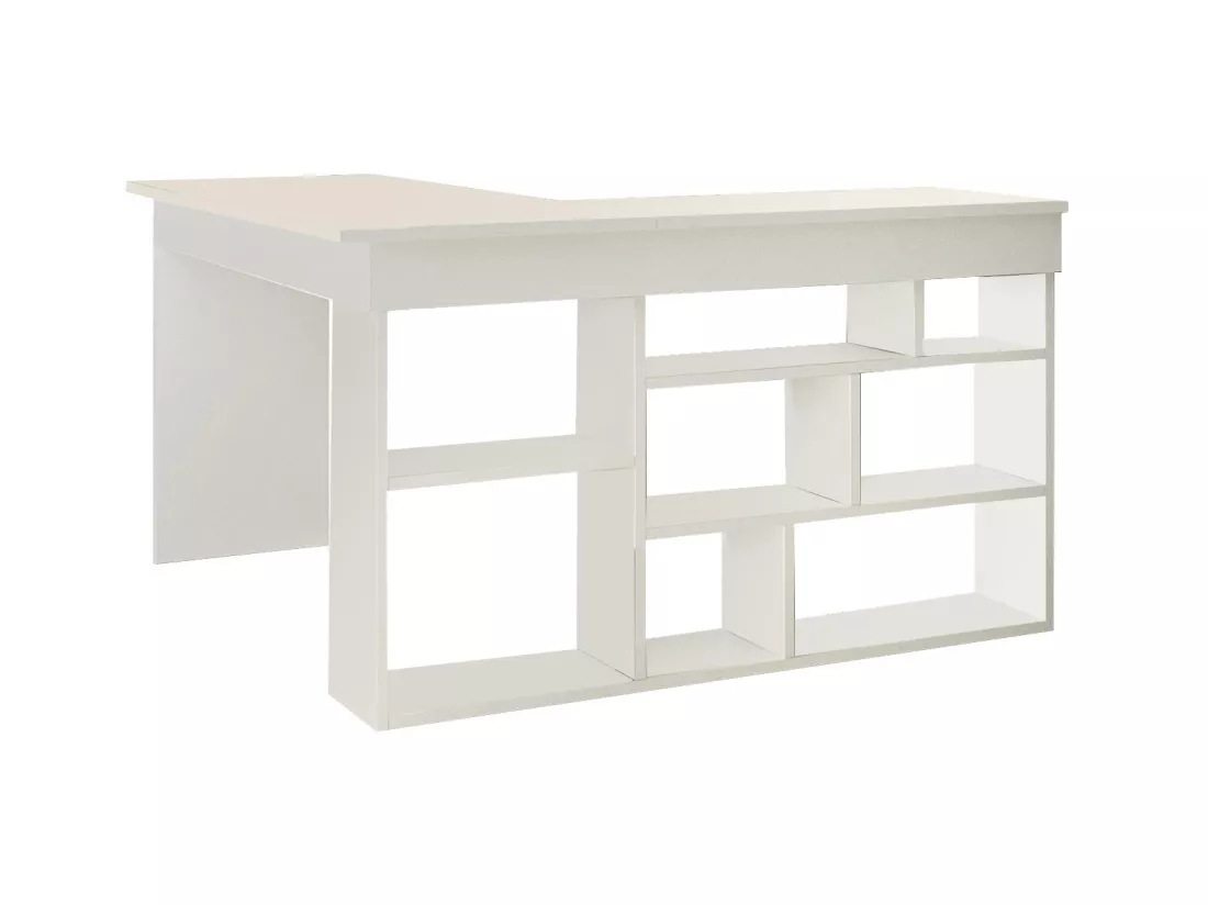 Bureau d'angle avec rangements - Coloris : Blanc - LILEUL