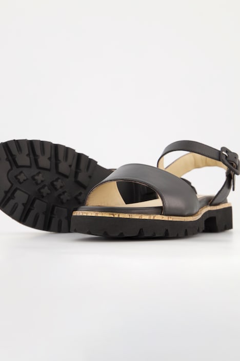 Leder-Sandaletten, Zierkette, Weite H