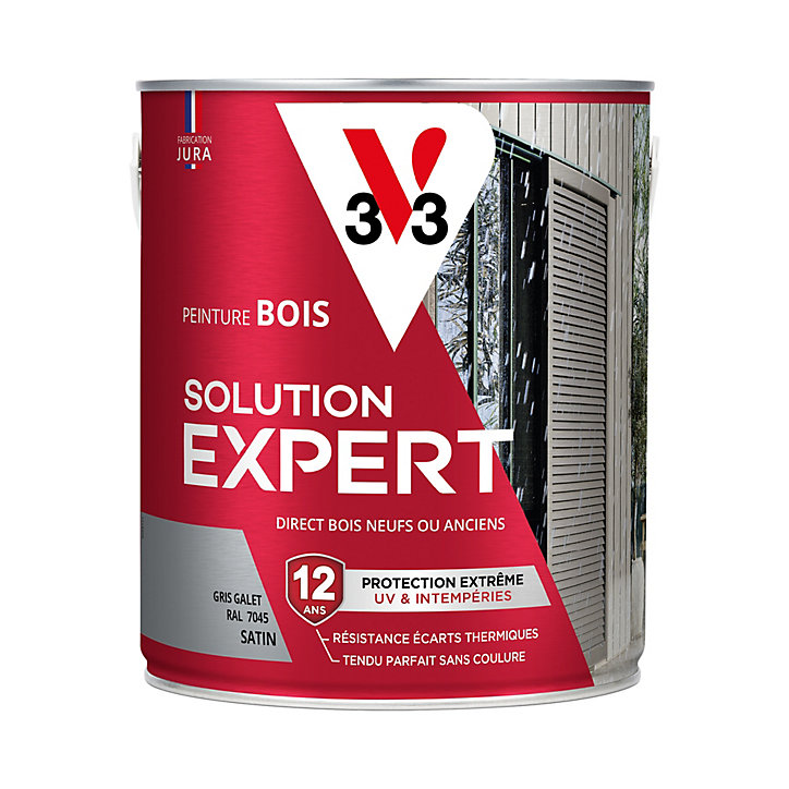 Peinture extérieure bois Solution expert gris galet satin V33 2,5L