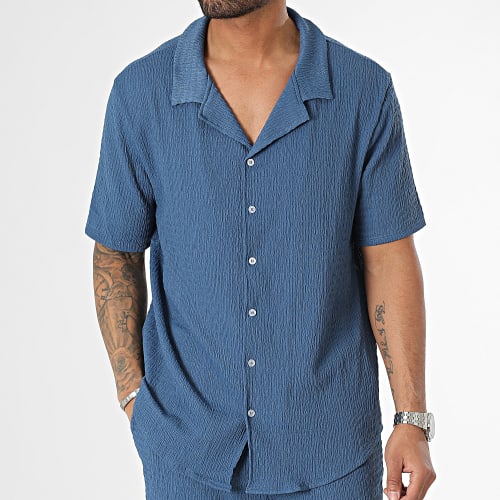 Ensemble Chemise Manches Courtes Et Short Jogging Bleu