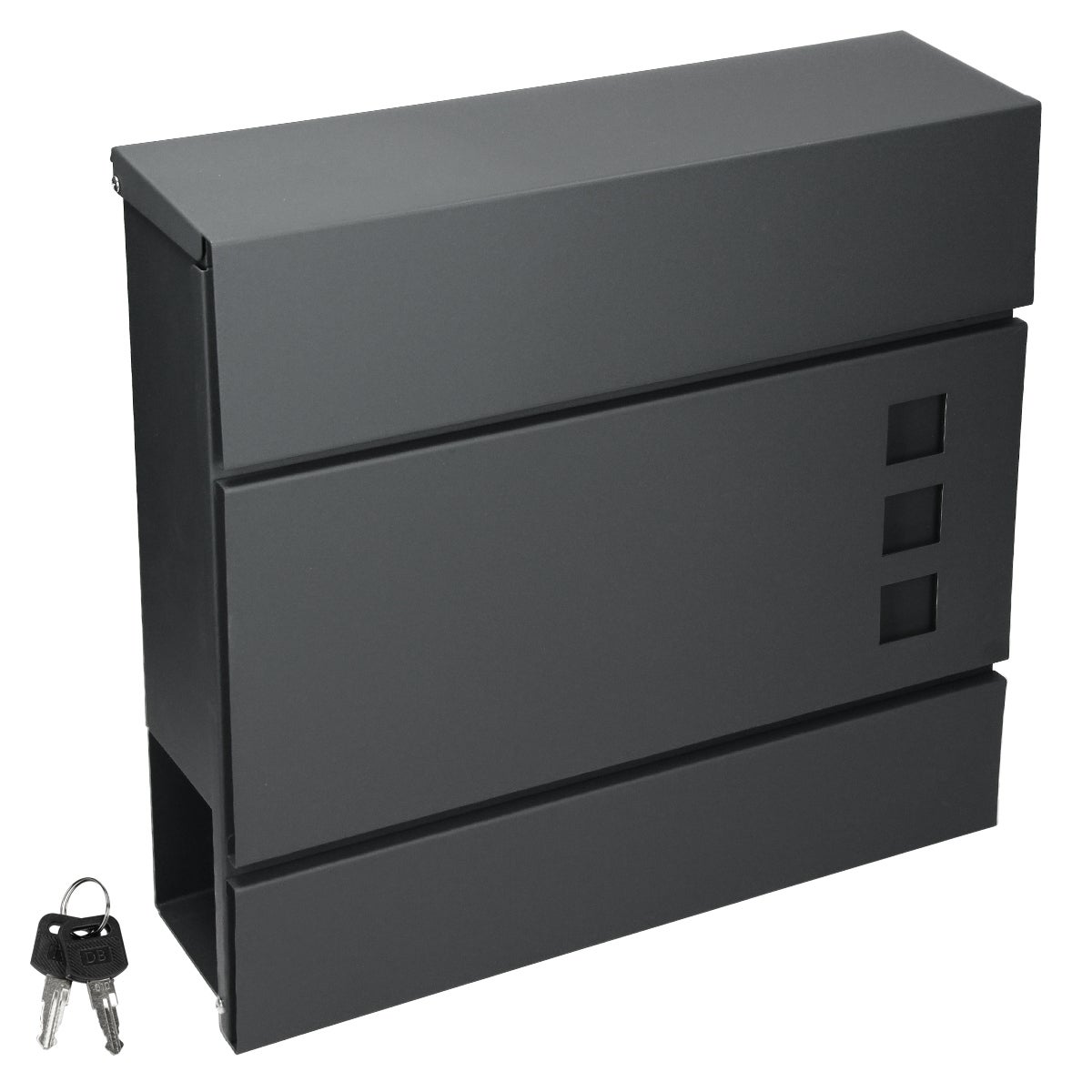 ECD Germany brievenbus in antraciet met krantenvak, slot en 2 sleutels, inclusief bevestigingsmateriaal, 37x10,5x36,5 cm, staal, moderne design wandbrievenbus, brievenbus, brievenbus met krantenvak