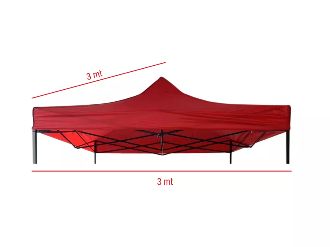 Housse Remplacement Gazebo Rouge Polyester Résistant Auvent 3x3
