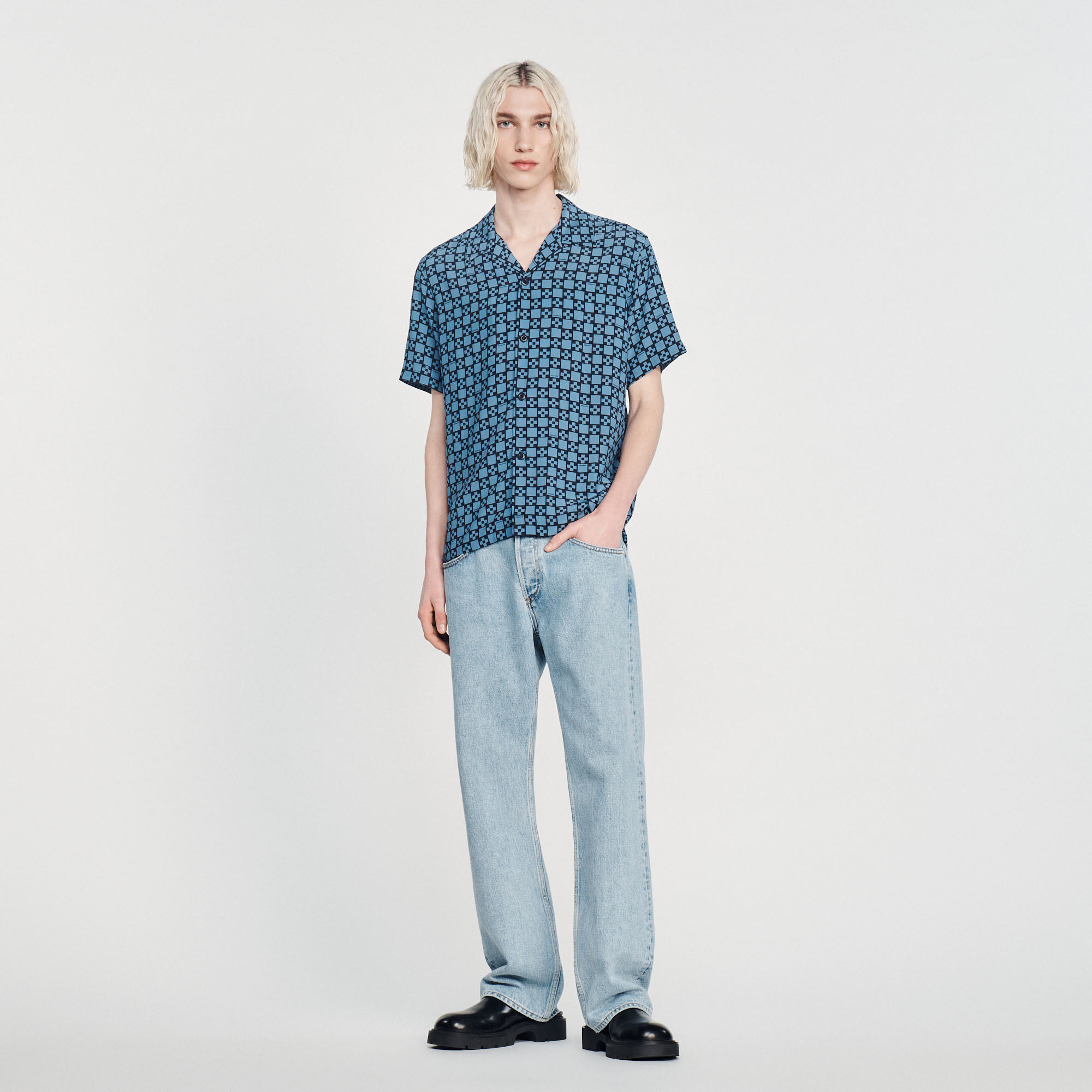 Chemise fluide á manches courtes Homme