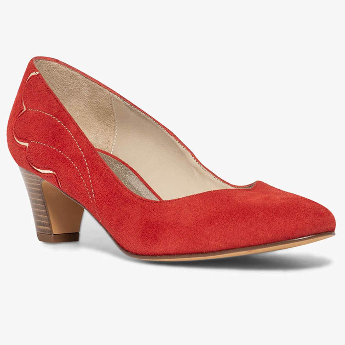 Bocage Escarpins en Velours de Cuir Irlande rouges - Talon 5 cm