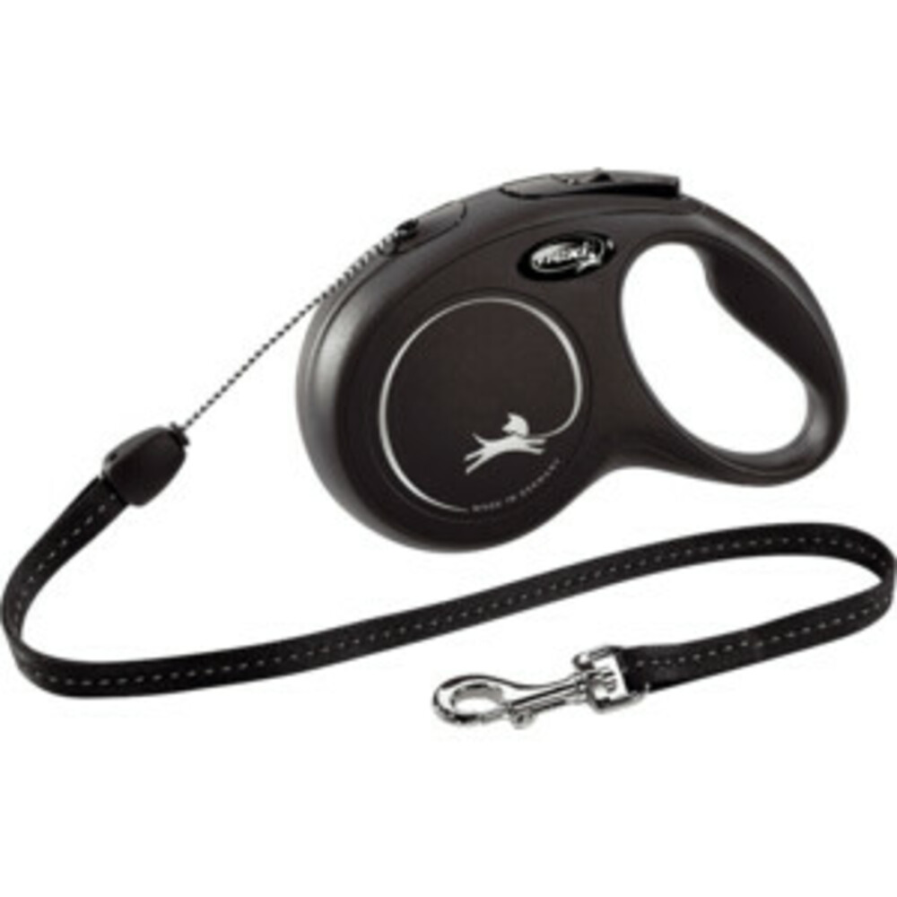 Flexi Rollijn Classic Koord 8 mtr tot 12 kg Zwart