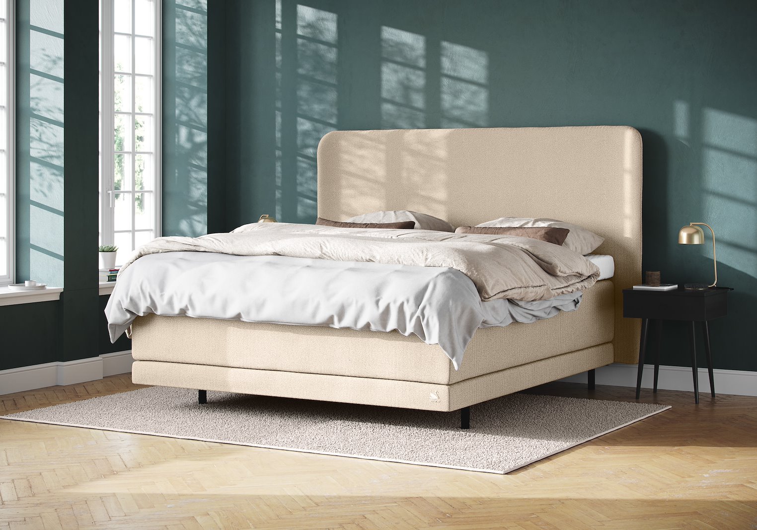 Zenon kontinentalseng Tekstil Dream Sand, Integrert overmadrass og Floating Legs
