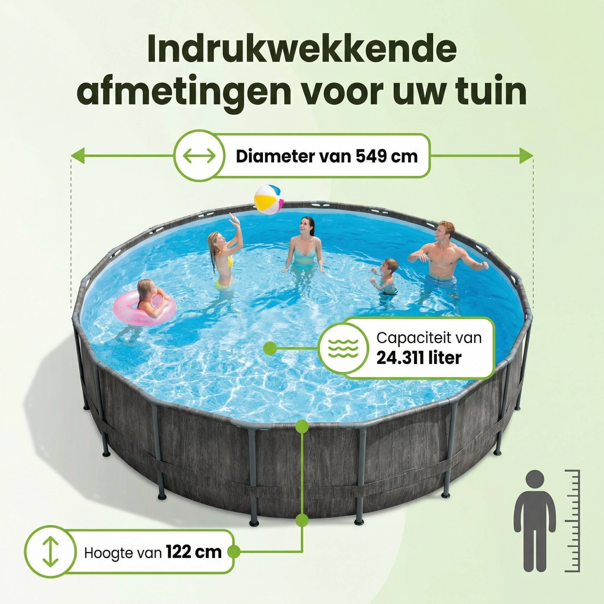 Intex prism greywood 549x122cm zwembad – 6-delig