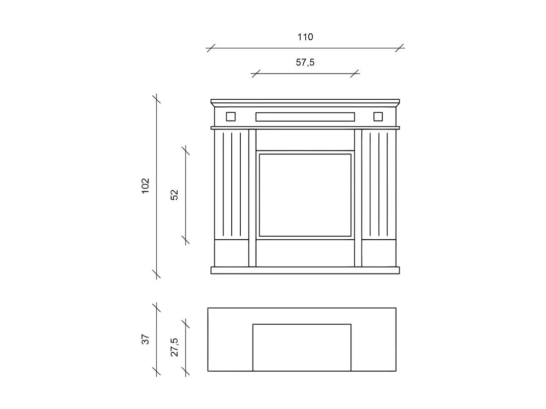 Cheminée bio au sol design au bioéthanol blanc 102 x 37 xh 110 cm