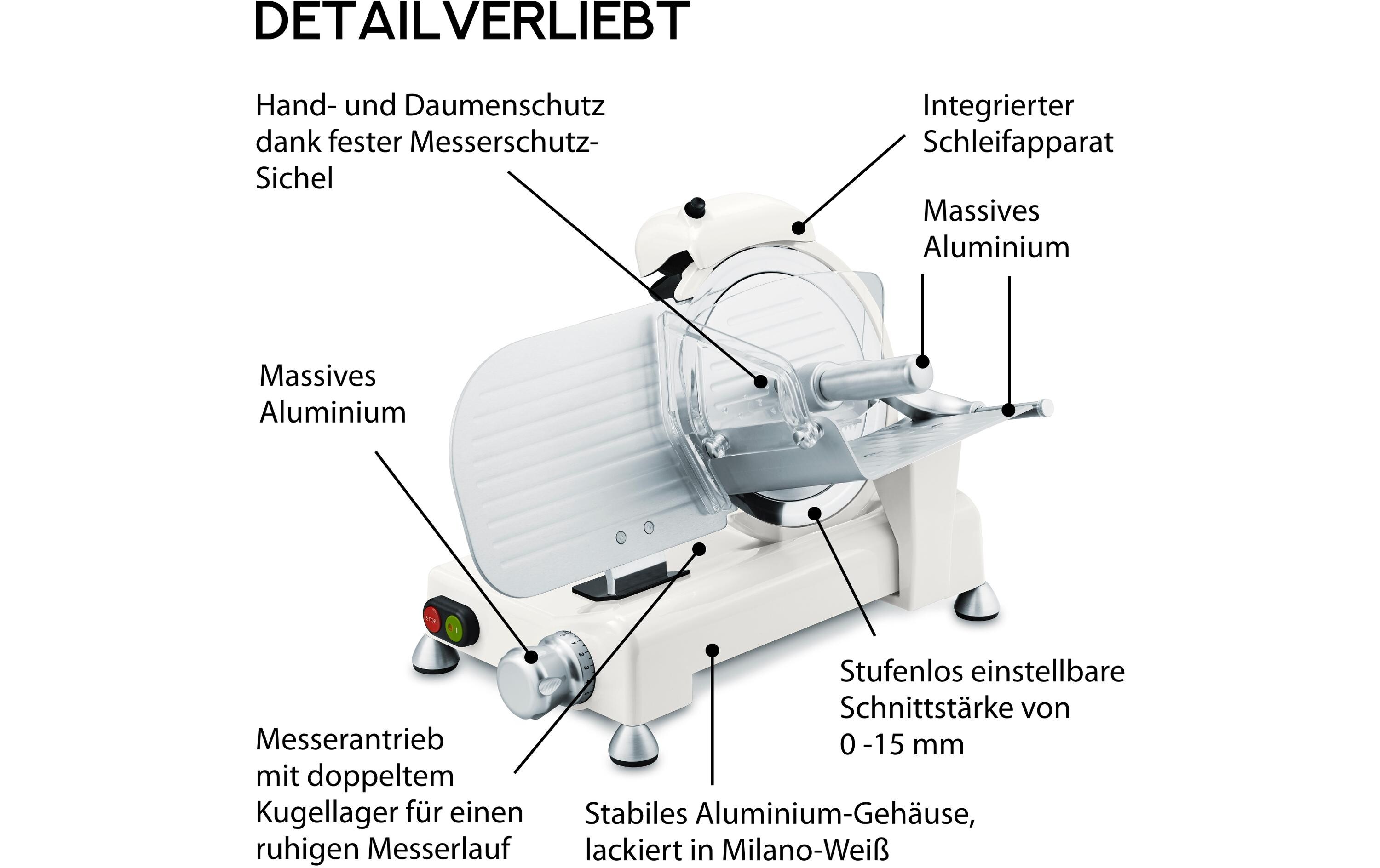 Schneidemaschine KA 1806 Grau/Weiss<br>Allesschneider aus Aluminium