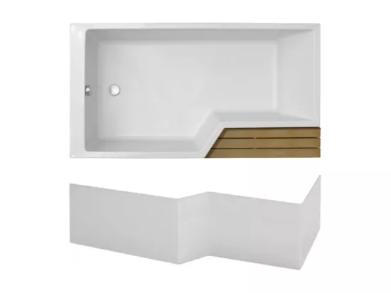 Pack baignoire bain douche antidérapante 170 x 90 JACOB DELAFON Neo blanc mat version gauche + tablier