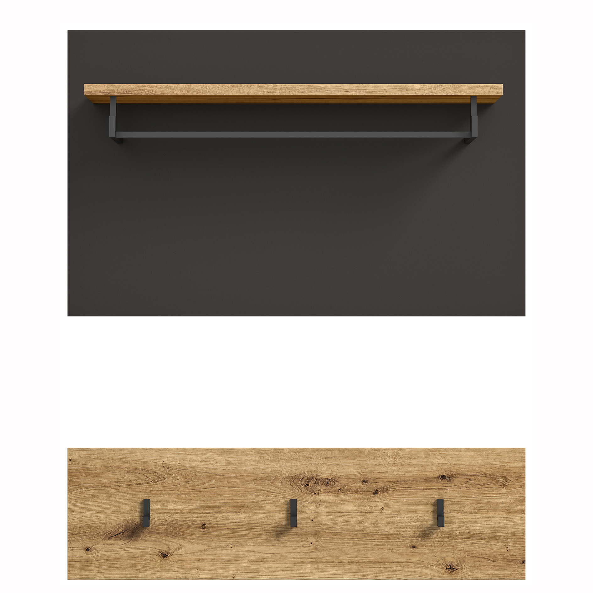 2-tlg Garderobenpaneel-Set - Artisan Eiche - Basalt grau - 80 cm
