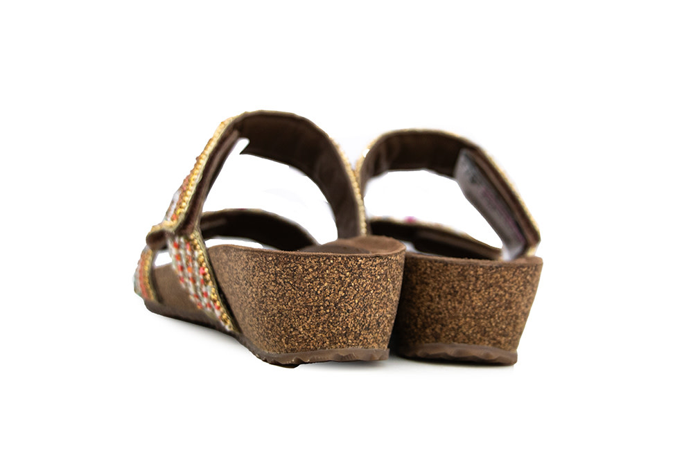 Lazamani Beads Two Strap Mules Wedge Multi