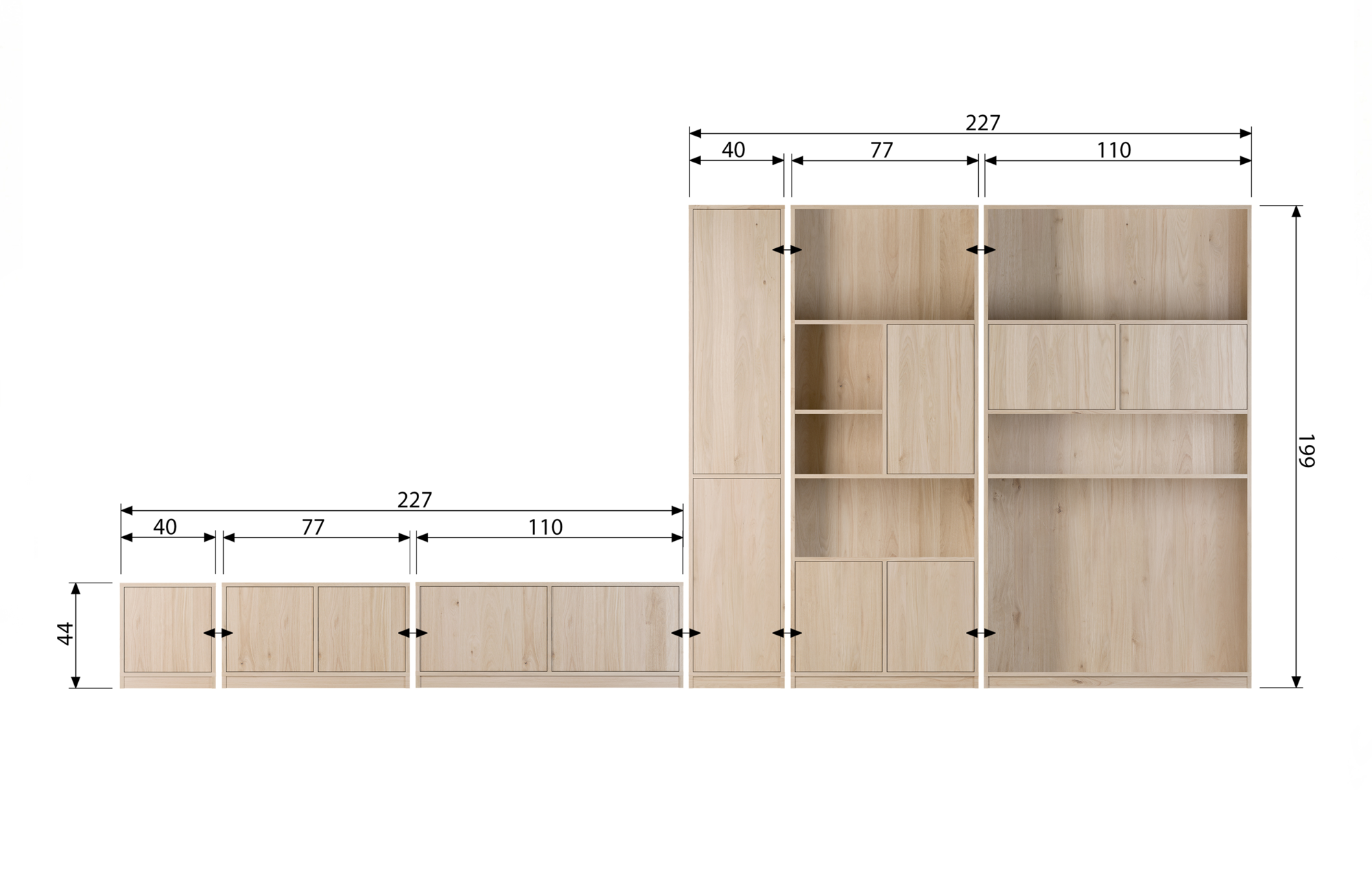 Bovenkast Modulair Modulair Bovenkast 77cm - Naturel Mat