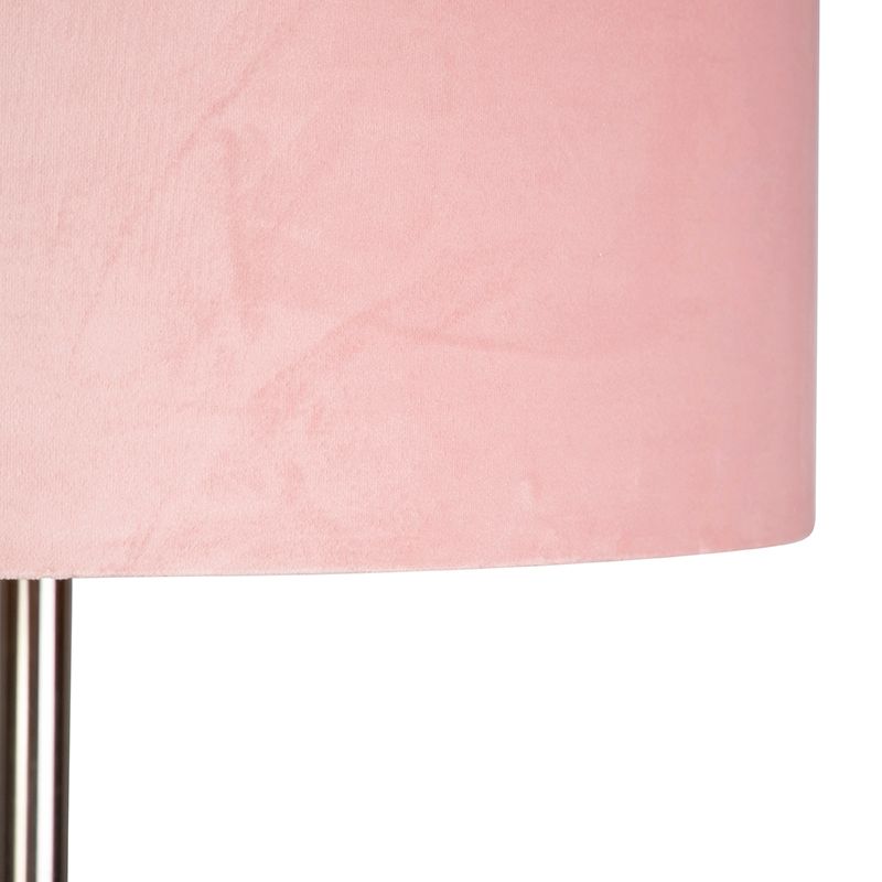 Vloerlamp staal met roze kap 50 cm - Simplo