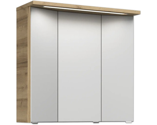 Pelipal Kumba badkamermeubelset (B x H x D): 137 x 200 x 50 cm, frontkleur: Riviera eiken, 5-delige set inclusief witte mineraalstenen wastafel, halfhoge kast en onderkast (99.770121472)