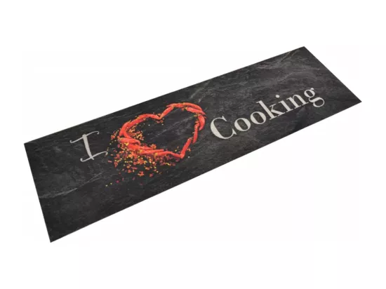 Tapis de cuisine lavable impression cuisine noir 45x150 cm