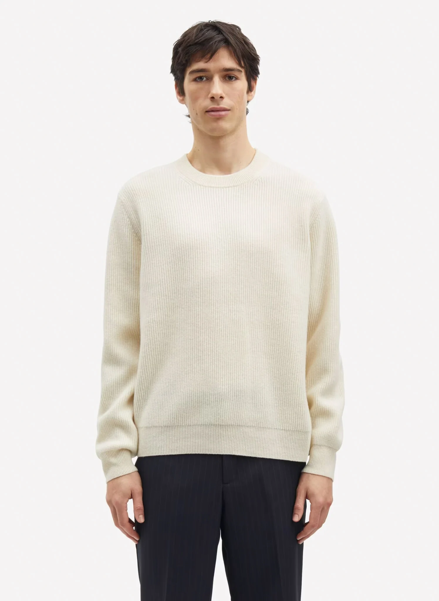 SAISAKS - Pull col rond en laine | Blanc