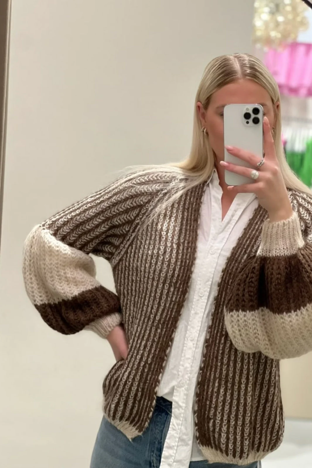 Noella Liana Knit Cardigan beige brown