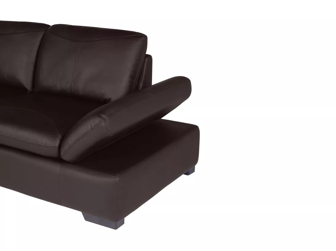 Canapé d'angle en cuir ONYX II - Marron - Angle gauche