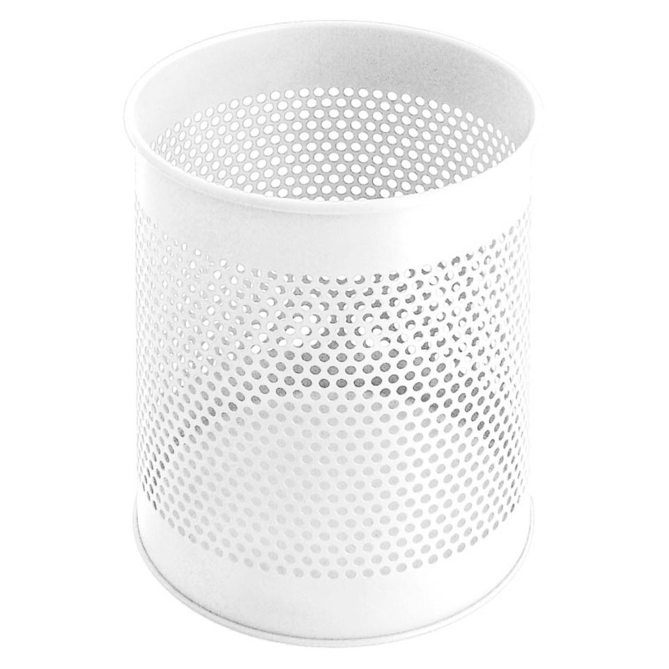 PROREGAL Ronde geperforeerde metalen afvalbak 15 liter HxØ 32 x 26 cm Wit