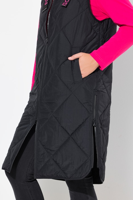Steppweste, Stehkragen, Kapuze abnehmbar, 2-Wege-Zipper