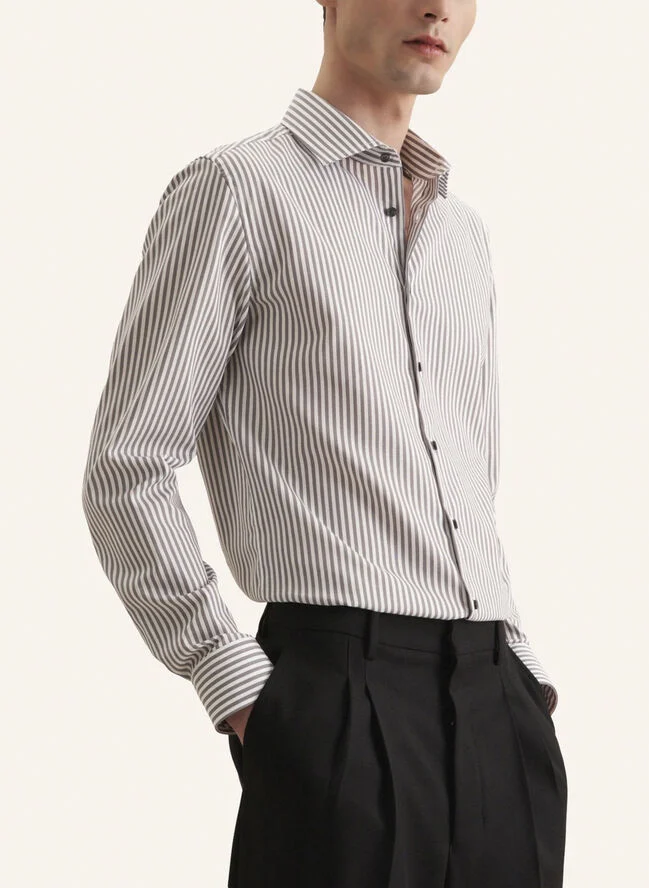 Seidensticker Business Shirt Slim Long sleeve Kent-Collar Stripes Grey
