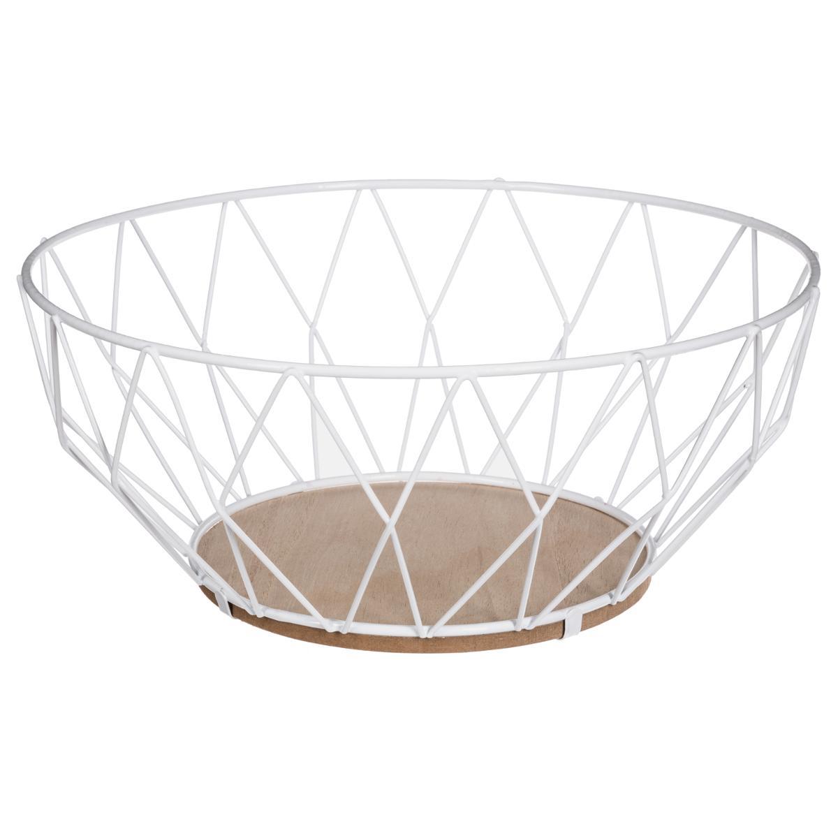 CORBEILLE LOSANGE BLANC 28CM