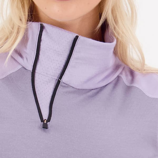 T-shirt thermique MONS ROYALE W OLYMPUS HALF ZIP THISTLE CLOUD