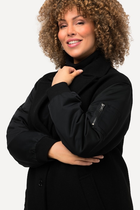 Mantel, Blouson-Ärmel, Reverskragen, Reißverschlusstasche