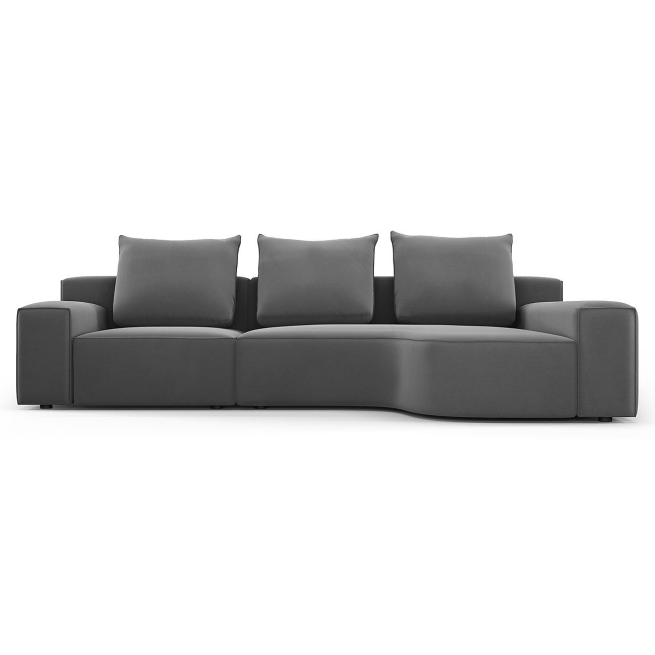 Mazzini Sofas Canapé d'angle Droit Velours Ivy 4 Places gris foncé - 280x137x89 cm